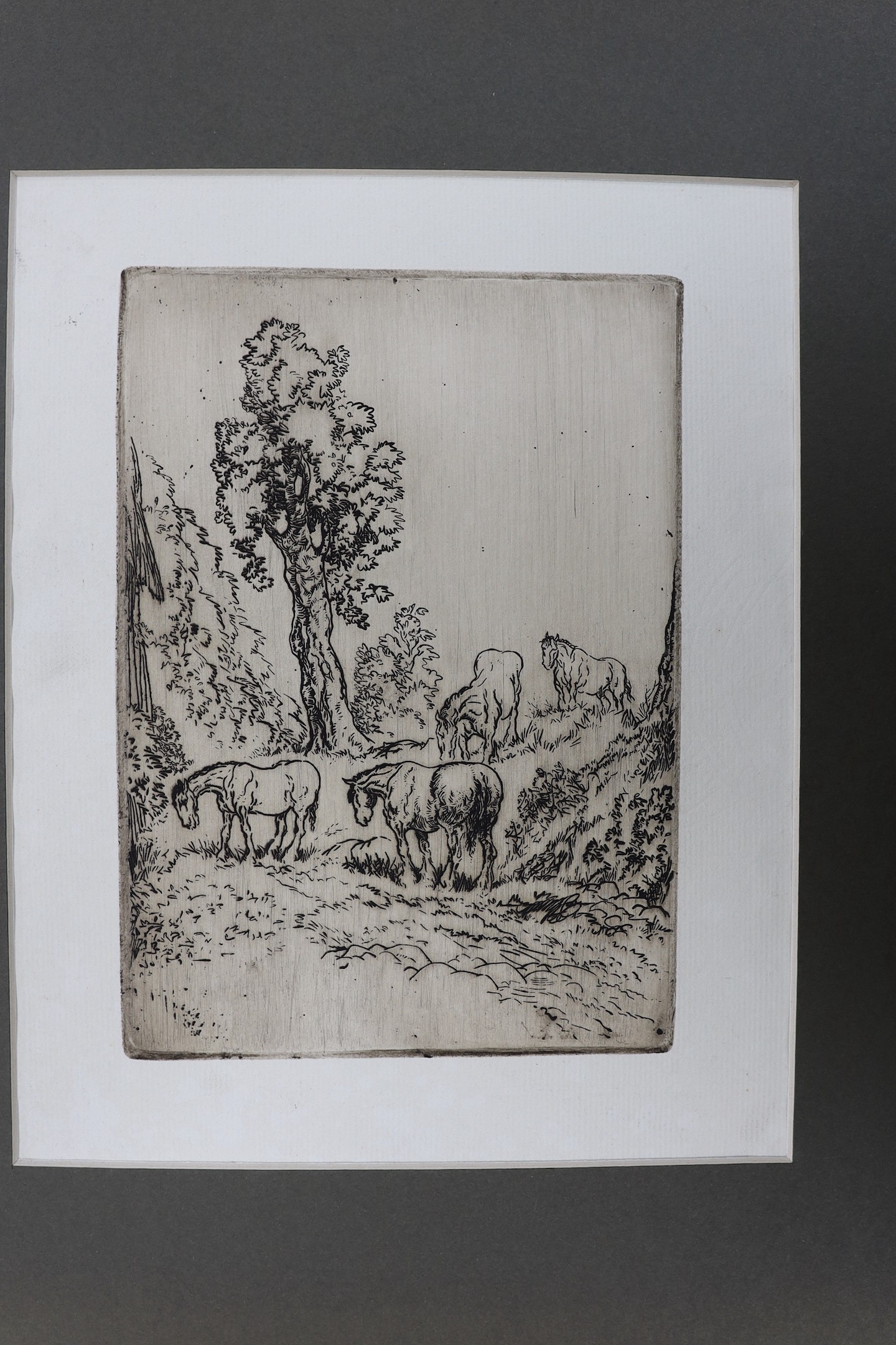 Anton Lock (1893-1979), a group of twenty five etchings, mostly equestrian studies, largest 18 x 26cm, all unframed